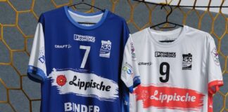 Blau, weiß, rot: HSG Blomberg präsentiert neue Bundesliga-Trikots