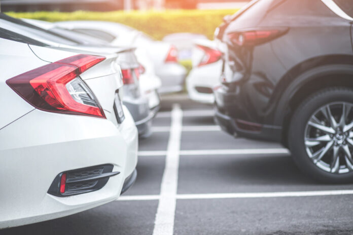 car parking lot outdoor square row. Leave space empty for write text.